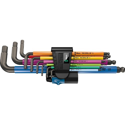 Insexnyckelsats mm kula WERA 950/9 Hex-Plus Multicolour HF 1 BlackLaser